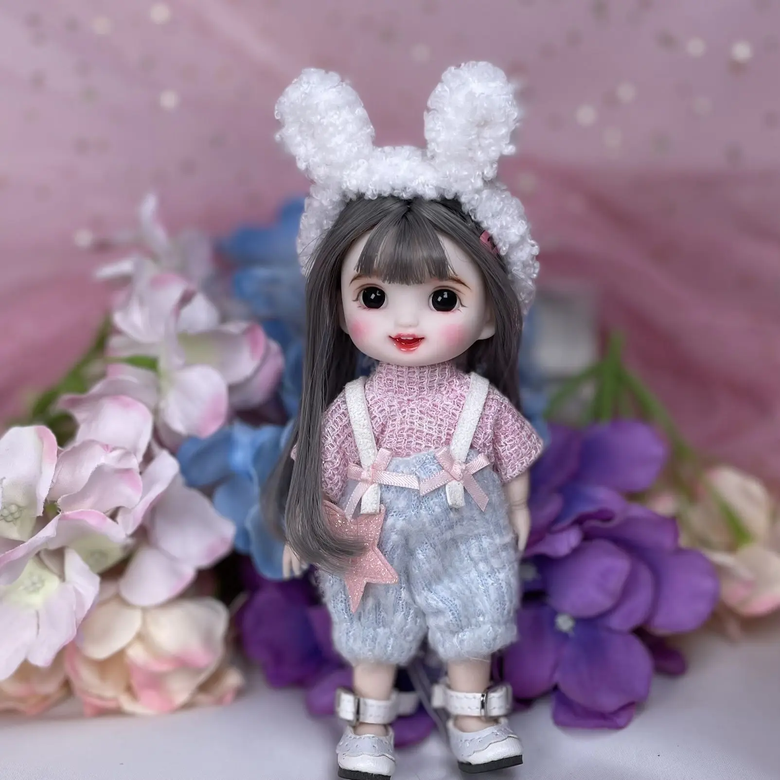 1/8 مقياس اليدوية رائعة ماكياج BJD 16 سنتيمتر دمية على شكل أميرة سوبر لطيف يبتسم فتاة OB11 المفاصل الجسم الشكل الدمى لعبة هدية C1560