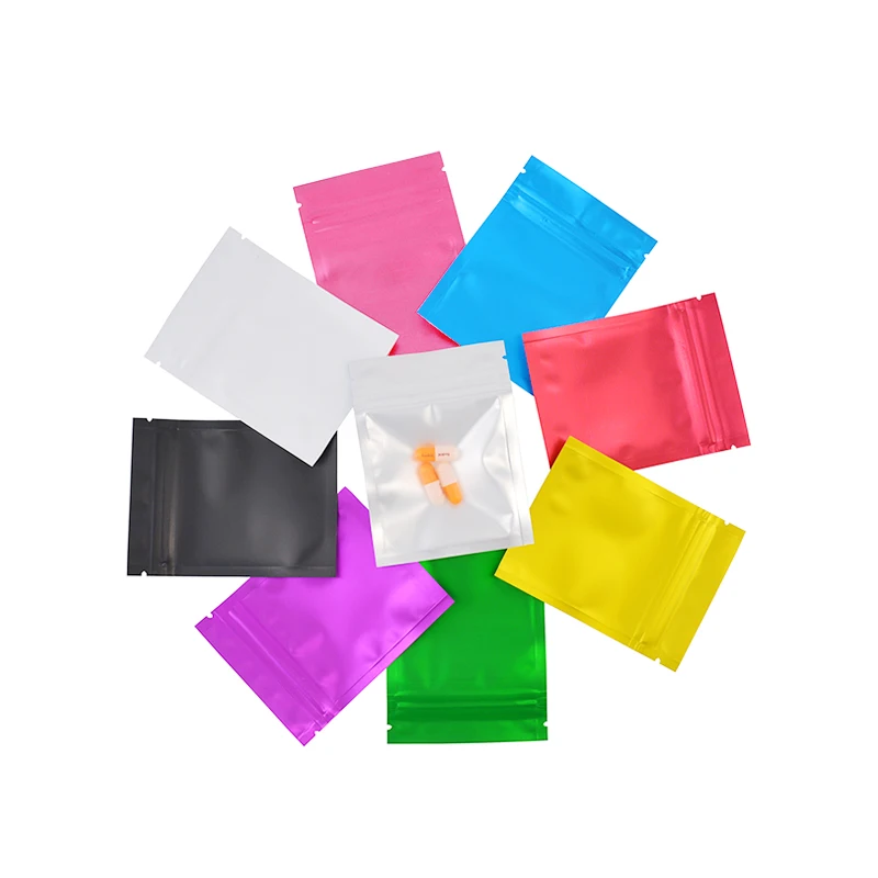 Matte Colorful and Transparent Zip Lock Bags, Colorful Food Pouches, Free Shipping, 100 Pcs