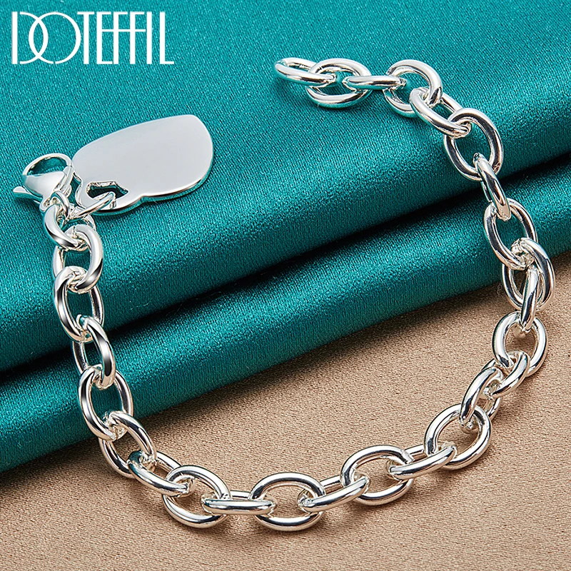 DOTEFFIL 925 Sterling Silver Heart Bracelet Basic Chain For Women Men Wedding Engagement Party Jewelry Christmas Gifts
