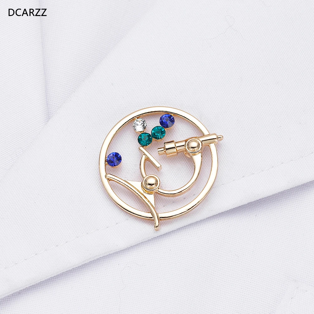 DCARZZ Crystal Pin Brooch Microscope Biology Chemistry Student Graduation Medical Women Gift