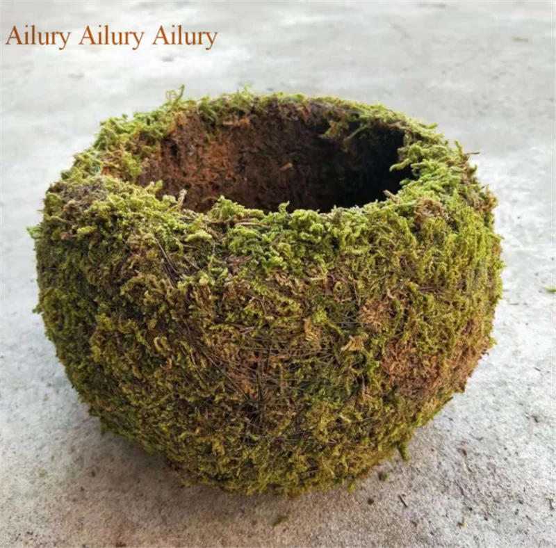 20cm Big Artifical Jade Moss Ball Green Flowerpot Creative Dendrobium Planting Box Gardening Potted Household DIY Bonsai