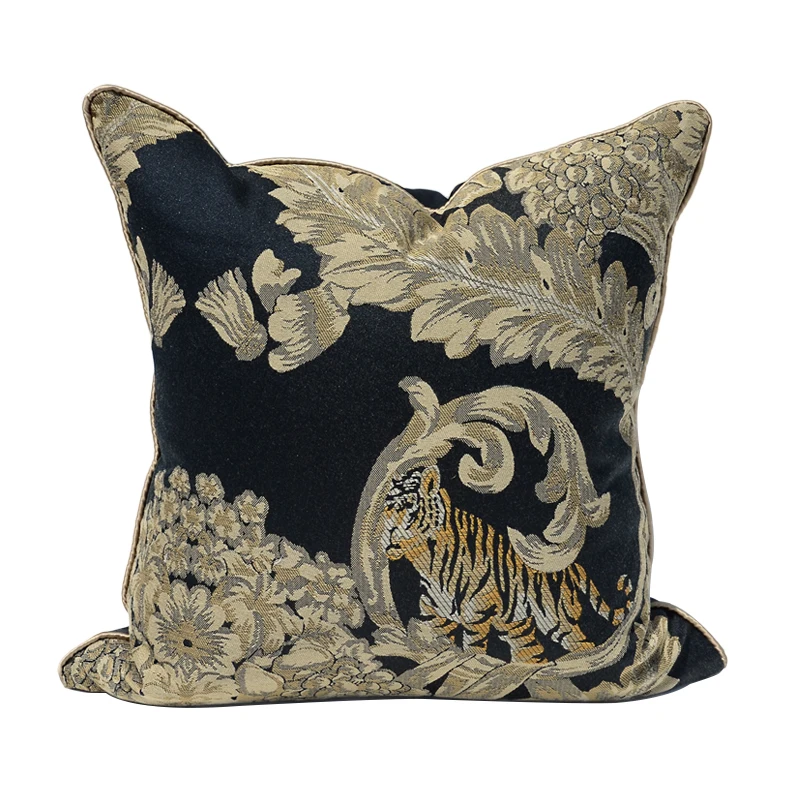 Black Pillows Yellow Tiger Cushion Case Filling Decorative Pillow Cover For Sofa 45x45 Luxury Living Room Home Decorations