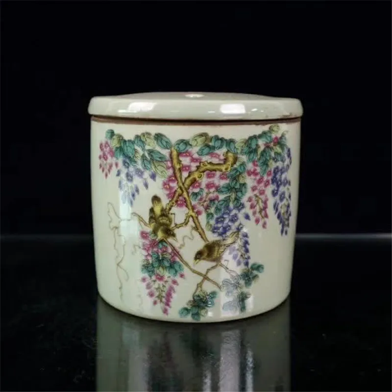 Jingdezhen Porcelain Pastel Flowers And Birds Pattern Cricket Jar Storage Jar Decoration Ornament Porcelain Jar Gift