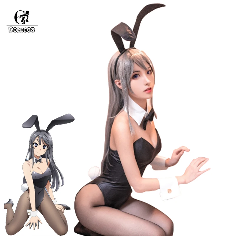 

ROLECOS Bunny Costume Women Sakurajima Mai Bunny Cosplay Costume Bodysuit Sexy Jumpsuit Senpai no Yume wo Minai