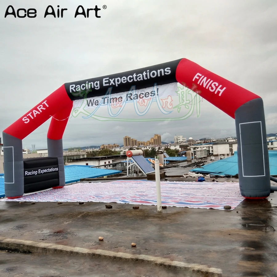 Giant Inflatable Racing Arch, Start Line, Finish Line Arch with 4 Legs for Sport Game, Made by Ace Air Art, 10x5m