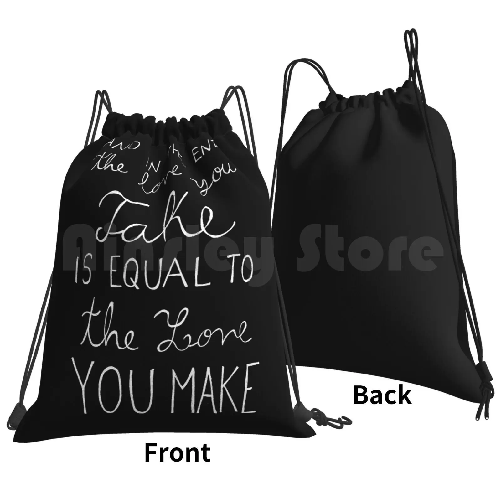 And In The End The Love You Take Is Equal To The Love You Make Backpack Drawstring Bags Gym Bag Waterproof Lyrics Song