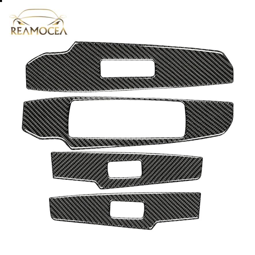 Reamocea Real Carbon Fiber Window Control Lift Switch Button Panel Cover Trim Frame For Lexus IS250 2014 2015 2016-2018 LHD RHD