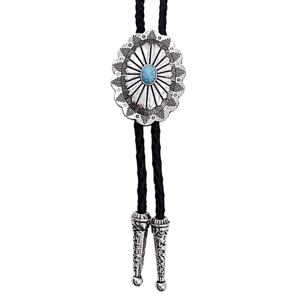 Celtic turquoise bolo leather rope tie fashion pure western cowboy style bolo tie collar rope