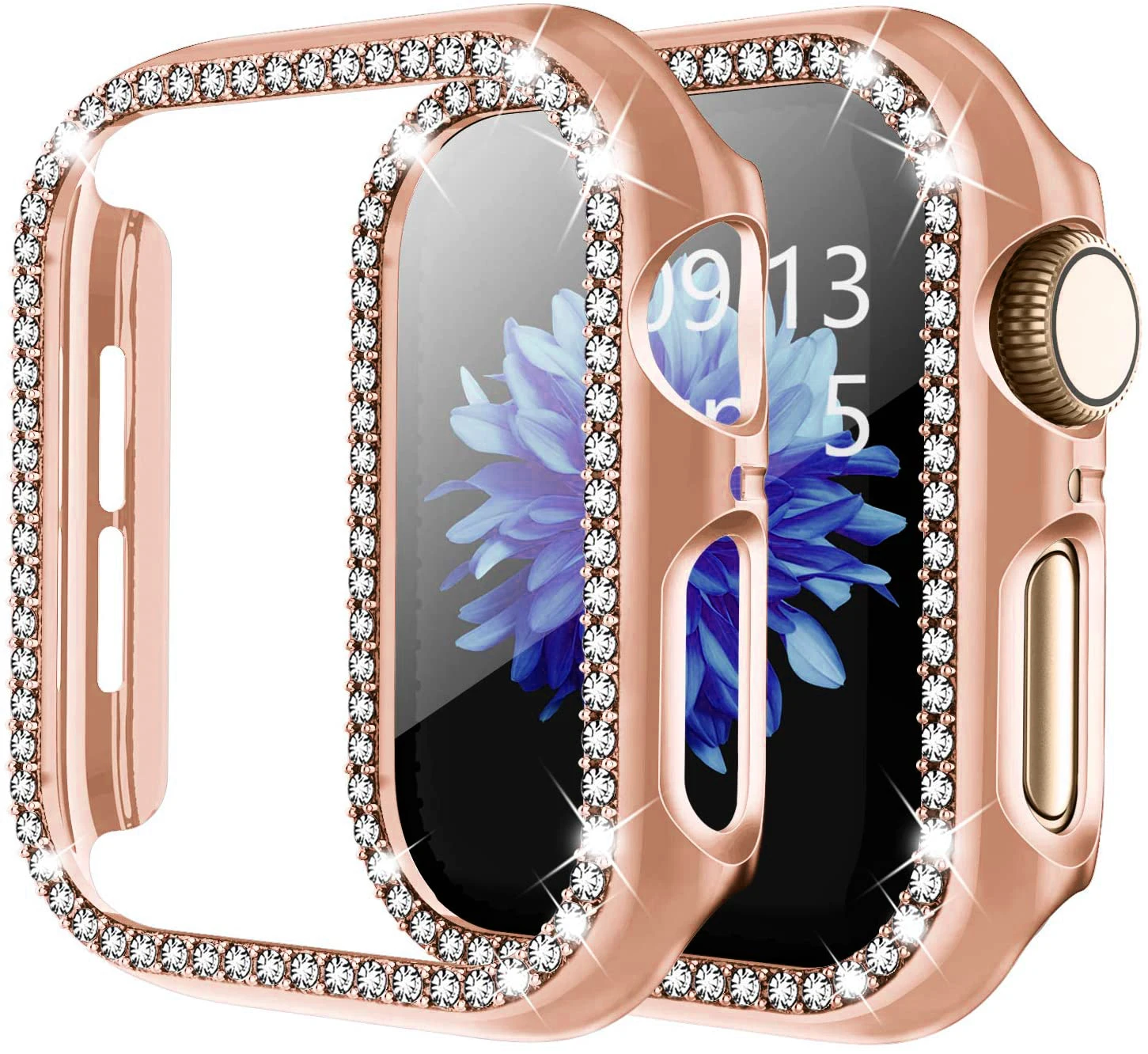 Bling Cover For Apple watch Case 45mm 41mm 44mm 40mm 42mm 38mm Accessories Diamond bumper Protector iWatch series 9 3 4 6 SE 7 8