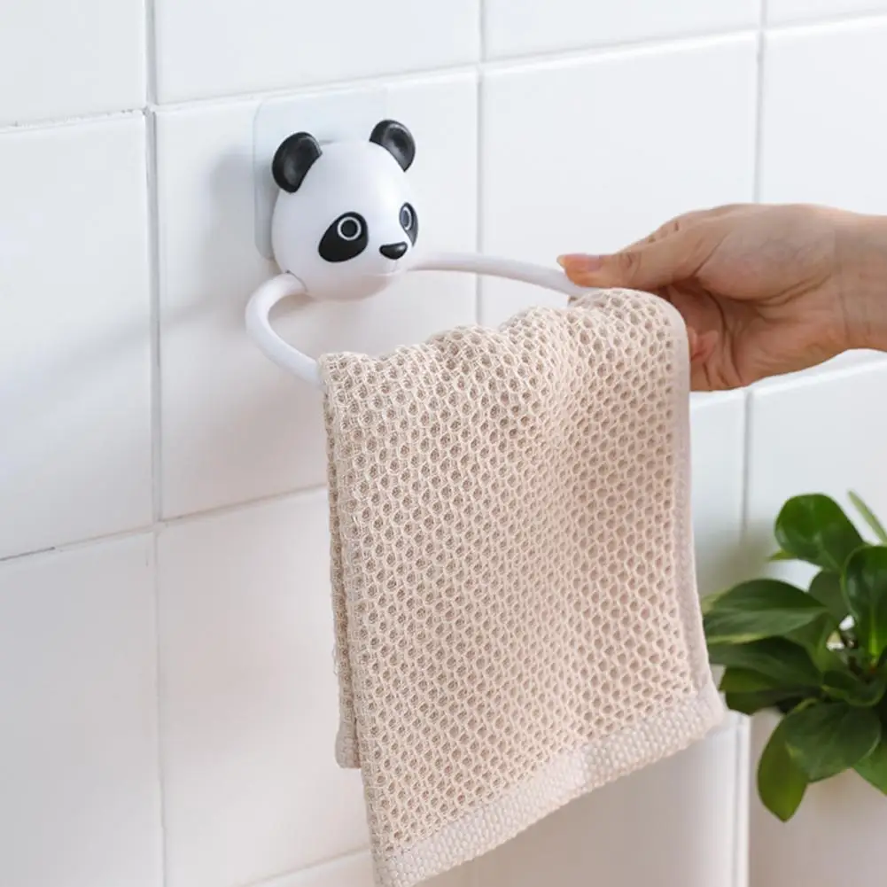 Towel Bars Fashion Hone Ring Panda Puppy Storage Rack Cartoon Rags Holder Bathroom Towel Bars toallero baño