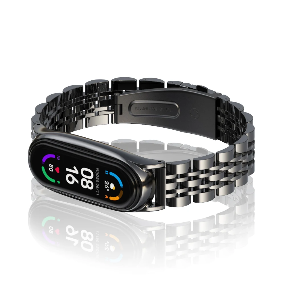 สำหรับ Xiaomi Mi 6สำหรับ Mi 5สร้อยข้อมือสายรัดข้อมือ Correa Miband 3 4 5 6ทั่วโลกรุ่นโลหะเข็มขัด
