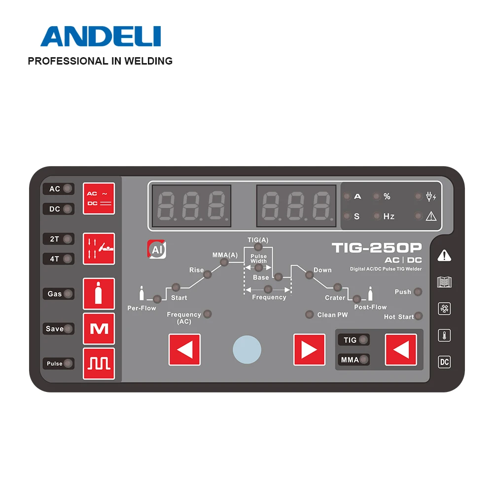 ANDEL 220V TIG-250 Series AC DC TIG เครื่องเชื่อม TIG AC TIG เย็น Pulse อลูมิเนียมเชื่อมเชื่อม MMA จุดเชื่อม