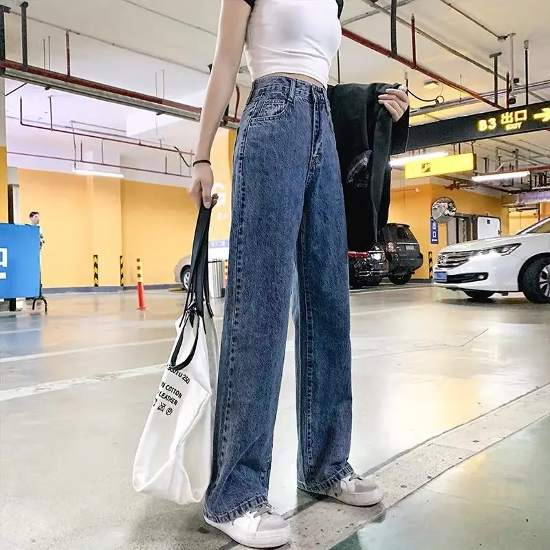 Đầm Nữ Quần Jean Nữ Nữ Mùa Xuân Thường Ngày Denim Rộng Chân Rời Quần Chiều Dài Dài Oversize Cao Cấp Jean