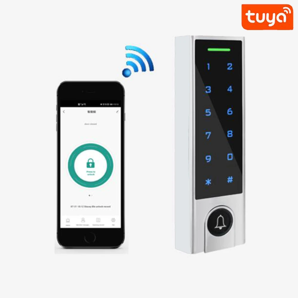 Bluetooth tuya app controlador de acesso ip66 à prova dwaterproof água 125khz rfid controle acesso adicionar excluir usuários por aplicativo 1000 usuário 100 app usuário