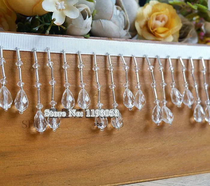 2 hof/Lot Kristall Anhänger Perlen Spitze Quaste Trimmen DIY Bühne Kleidung Hause Vorhang Hochzeit Dekorative Zubehör – Detail 3