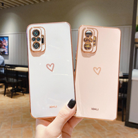 Plating Love Heart Silicone Phone Case For Xiaomi Redmi Note 10 Pro Max 4G 5G 10s RedmiNote10 Note10Pro Redmi10 10C Luxury Cover