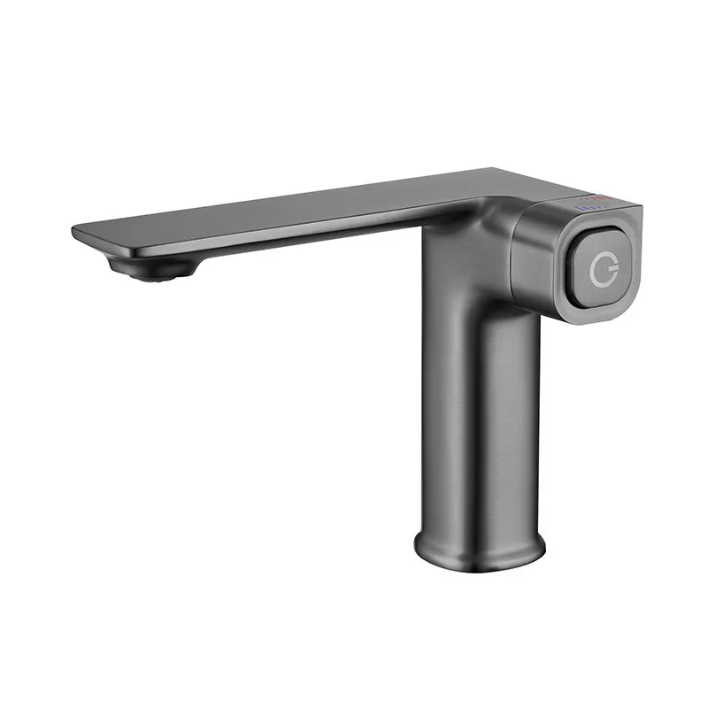 New Arrivals Basin Faucets Gun Grey Brass Sink Mixer Crane Water Taps Hot & Cold Deck Mounted Ceramic Plate Spool Chrome/Black