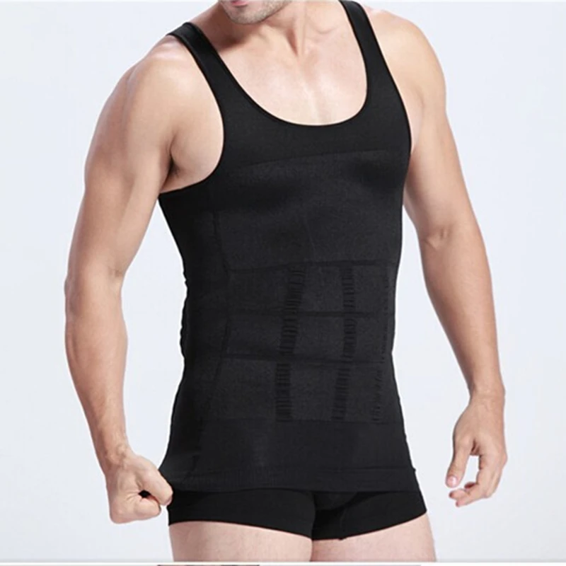 

2019 Brand New Men Compression Quick Drying T-Shirt Vest Sleeveless High Stretch Corset Body Slim Vest Gym Sports Tank Tops Men