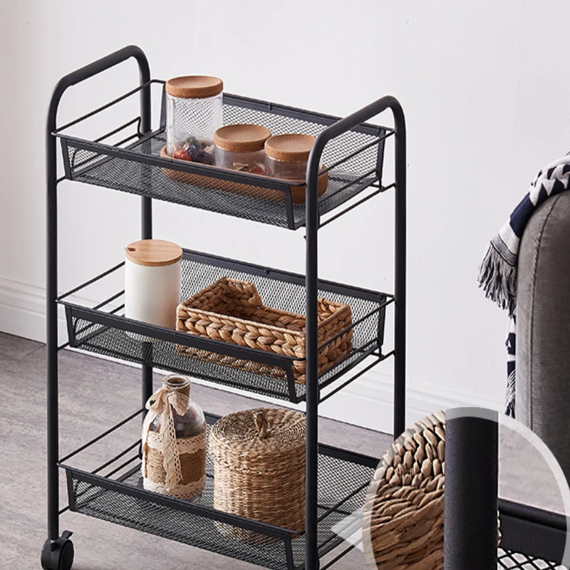 85x44x26cm Easy Assembled light floor mounted household kitchen movable cart storage rack organizer vegetable basket