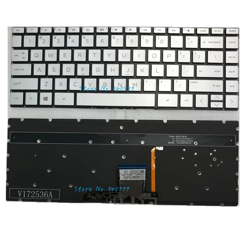 New US Keyboard For HP ENVY 13-aq 13-AQ0011TX 13-aq0044nr 13-aq0045cl 13-aq0077nr TPN-W144 Backlit Silver