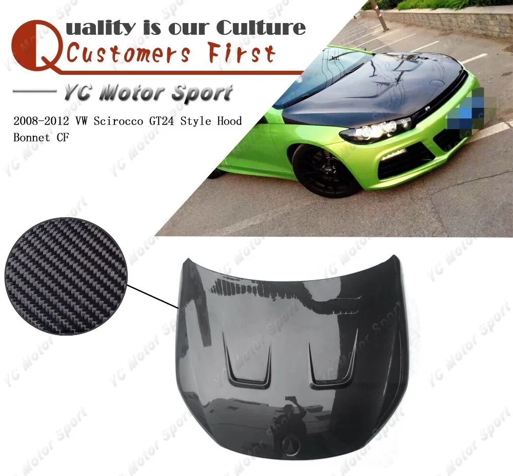 

Car Accessories Carbon Fiber GT24 Style Hood Bonnet Fit For 2008-2012 Scirocco Hood Cover Car-styling