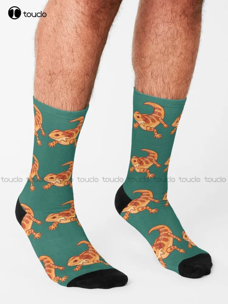 Cute Bearded Dragon Design Socks White Socks Mens Personalized Custom Unisex Adult Teen Youth Socks 360° Digital Print