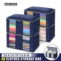 TRIMROK 4Pcs Folding Clothes Quilt Storage Bags Blanket Closet Storage Organizer Storage Box Sorting Pouches Cloth Cabinet Home