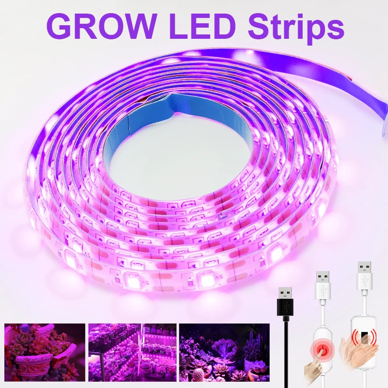 

USB PhytoTape Indoor Growing Lamps Lamp For plant SMD2835 Grow Light LED Strips 5V Grow Led Flower Aquarium Full Spectrum Lights