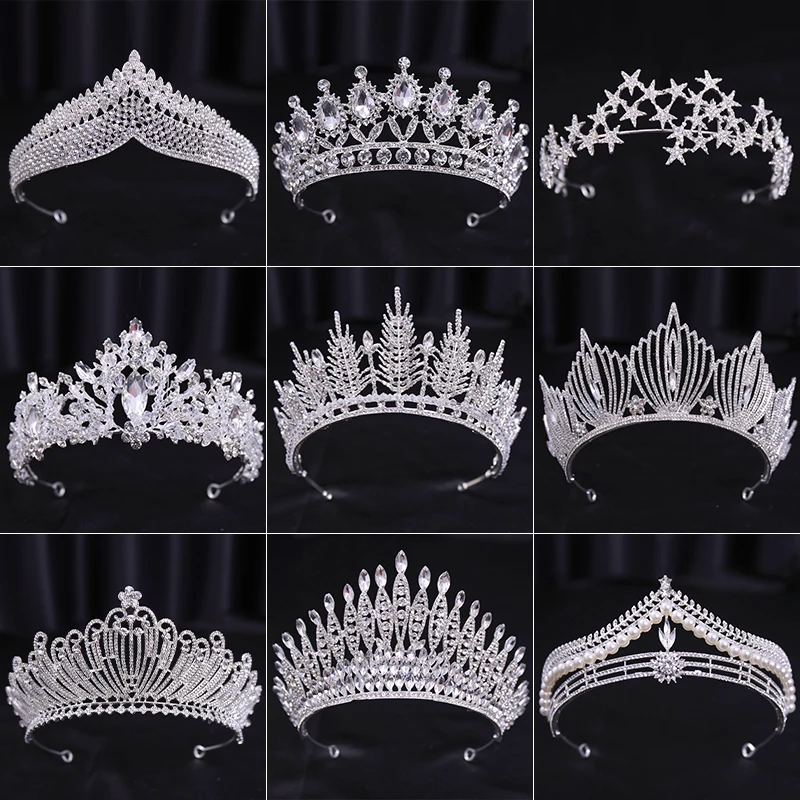 Accessori per capelli da sposa accessori per capelli da sposa in cristallo argento corona in lega di diamanti corona copricapo da donna di fascia