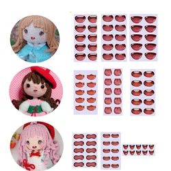 10pcs Cute Cartoon Mouth Stickers DIY Toys Doll Mouth Accessories Glass Crystal Anime Figurine Doll Face Organ Paster Decals