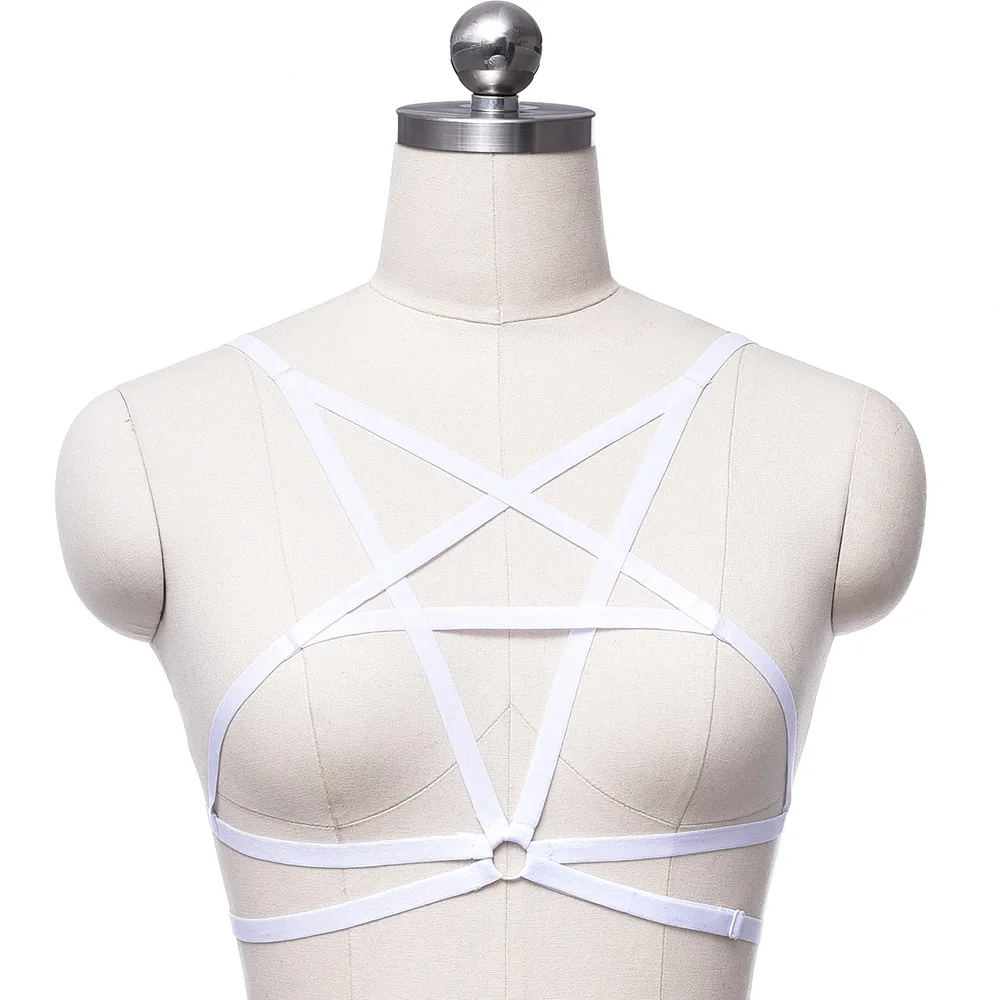 Pentagram Multicolor Harness Body Cage Bondage Bra Fashion Goth Crop Top Women Sexy Lingerie Soft Star Body Harness