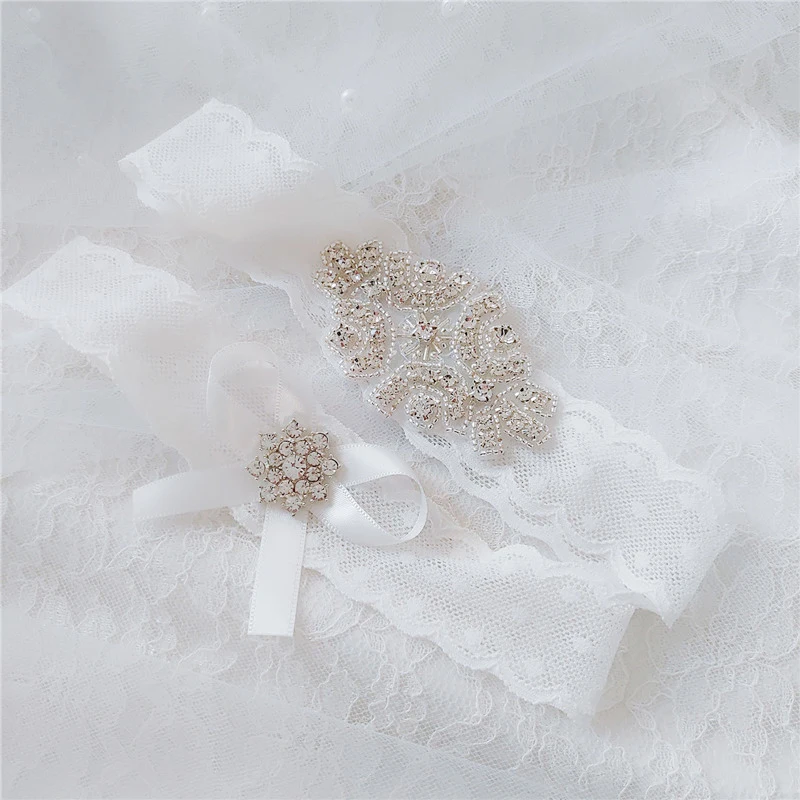 2PCS คริสตัลประดับด้วยลูกปัดเจ้าสาวงานแต่งงาน Garters เลดี้ผู้หญิงขาต้นขา Garter แหวนเข็มขัดแต่งงาน Party อุปกรณ์เสริม