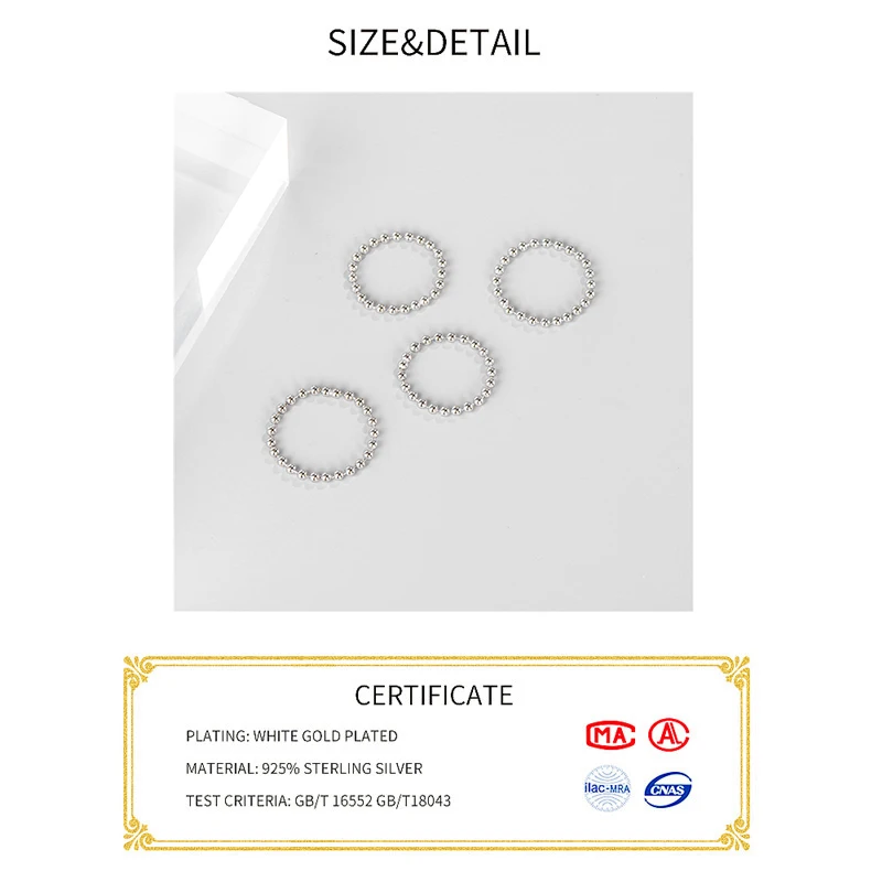 Real 925 Sterling Sliver Kralen Duim Ringen Voor Vrouwen Eenvoudige Gestippelde Stack Ring 2019 Minimalistische Verstelbare Bal Ringen Band