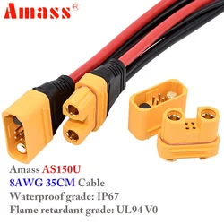 Amass AS150U 70A Copper Plated Male/Female Plug Connector 8AWG Silicone Cable For RC Lipo FPV Racing Plant Protection Drone