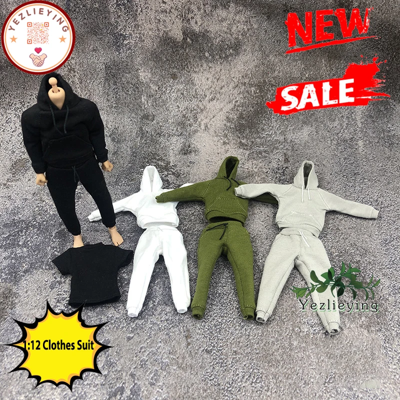 

1/12 Scale Fashion Hoodies Casual Sport Pants T-shirt Soldier Accessories Clothes Sweatshirt Pants For 6 Inches Body Figure