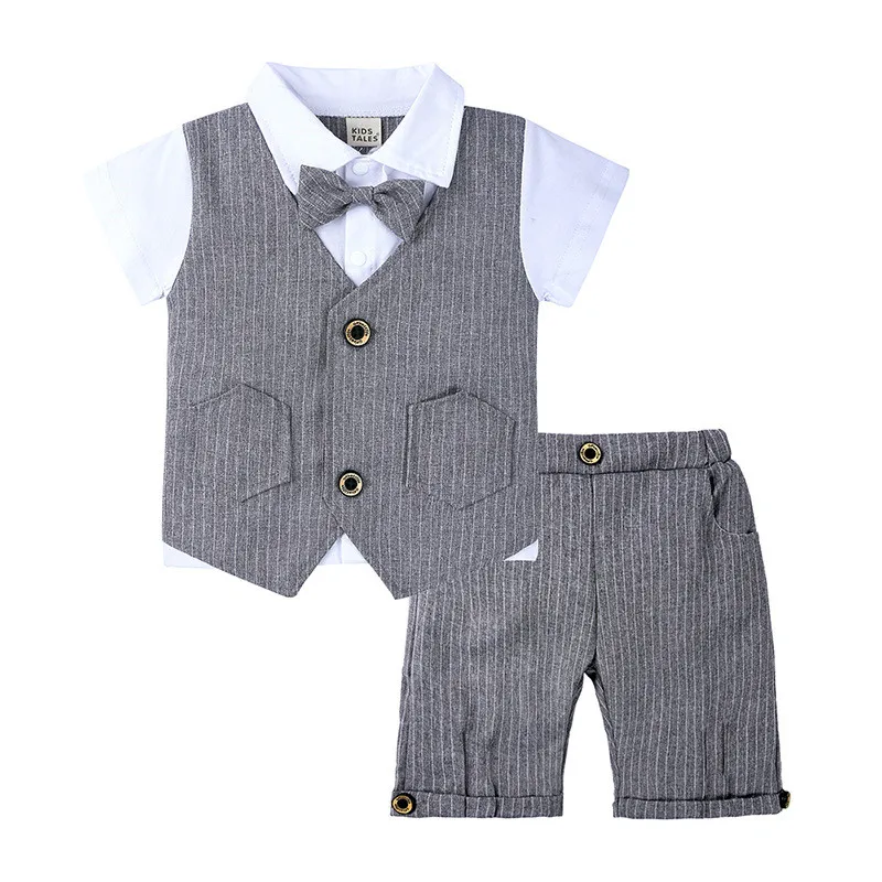 

0-4T Kids Clothes baby Clothing Toddler Boy Clothes Boys Gentleman Sets Summer Short Sleeves Outfits Suits Children Clothes