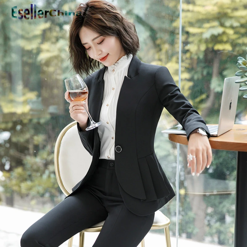 

Formal Uniform Designs Pantsuits Pants and Jackets Coat for Women Business Work Wear Professional Ladies Office Trousers Set