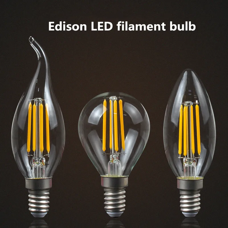 220V E14 LED Candle Bulb E14 C35 Filament Light E27 LED Lamp 230V 240V C35L C35 G45 220V COB LED Filament light Decoration lamp