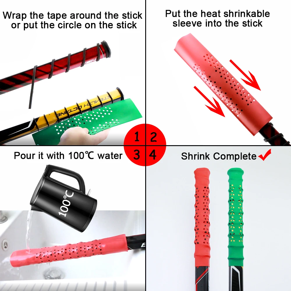 Hockey Grip Tape Heat Shrinkable Tube Ice Hockey Stick Grips Non-Slip Fishing rod Training BadmintonHockey Equipment Accessories