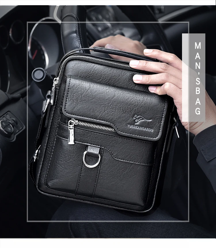 Kangaroo Luxury Brand Men Sling Bag Leather Side Shoulder Bag For Men Husband Gift Business Messenger Crossbody Bag Male Handbag