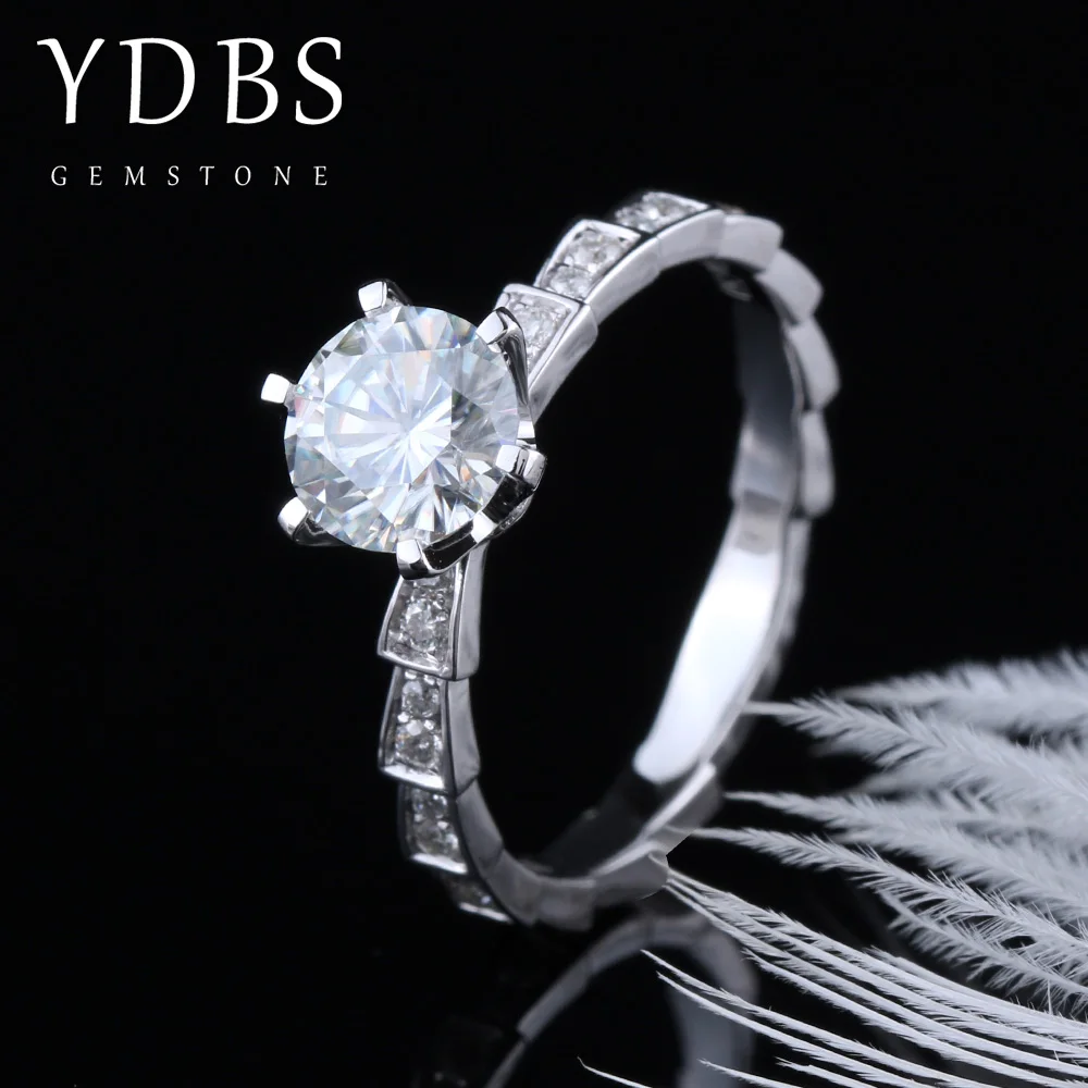 

YDBS center 1CT D color VVS1 Moissanite ring 14K platinum diamond ring passed the fashion love tokens fashion gifts