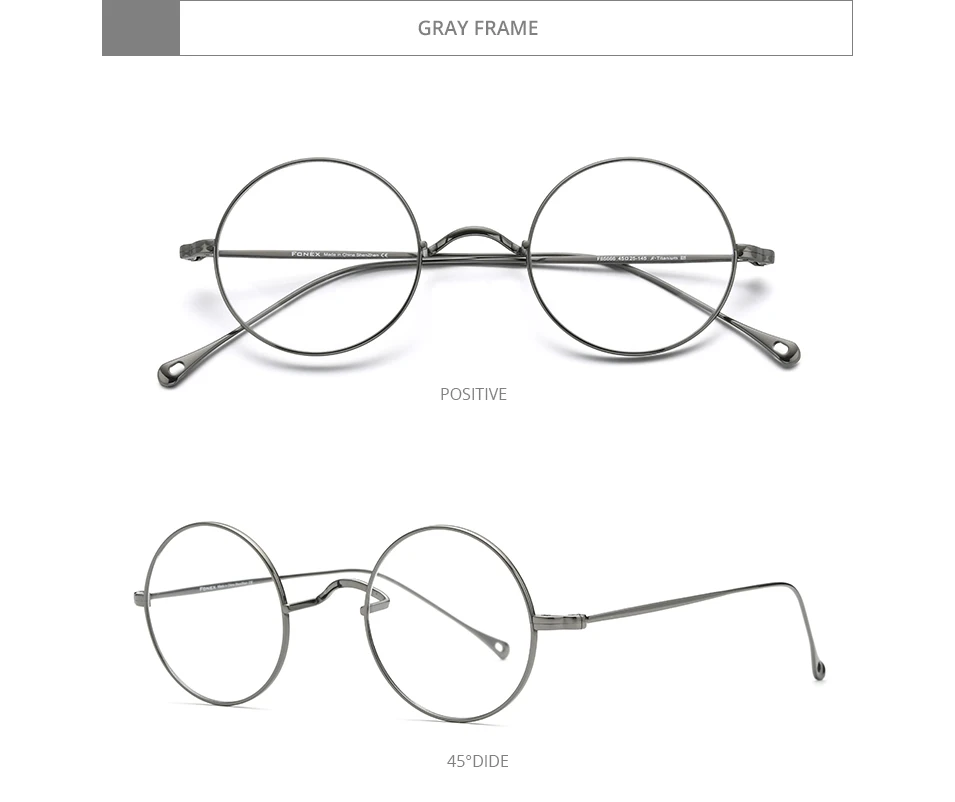 FONEX Titan Brille Rahmen Männer Marke Design Vintage Runde Brillen Frauen Retro Ultraleicht Japanische Hohe Qualität Brillen 85666 – Detail 7