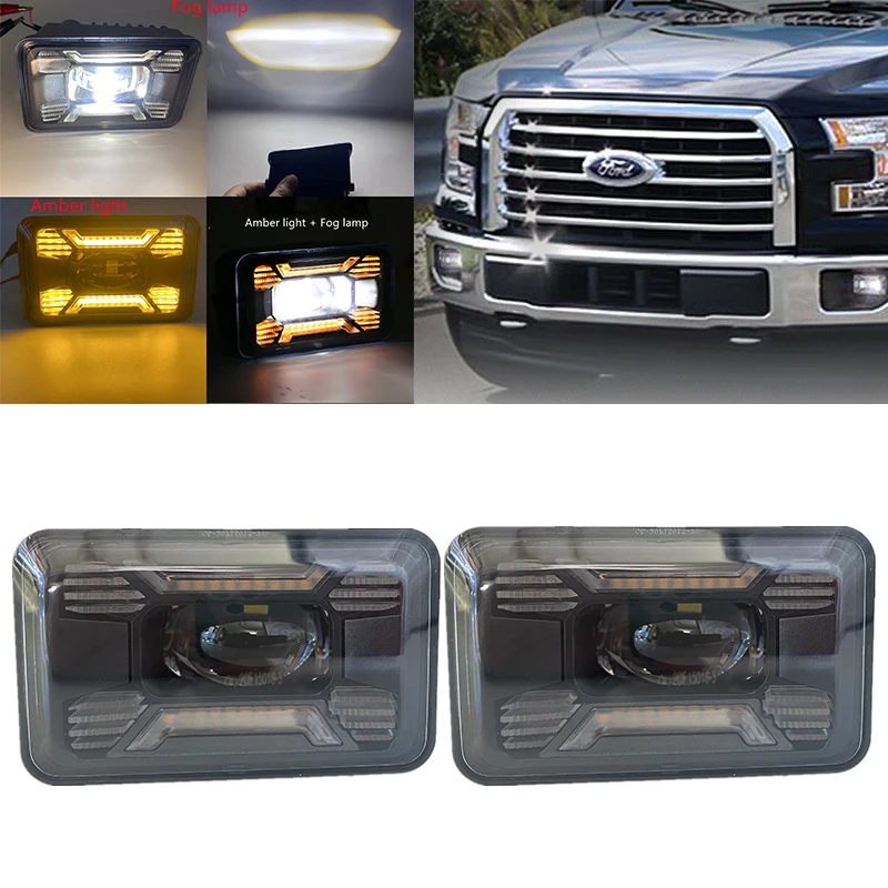 

2PCS 4.5inch LED Fog Lights Assembly Kit LED Bumper Lamps with Amber Turn Signal 1 Pair for USA Version 2015 2016 for Ford F150