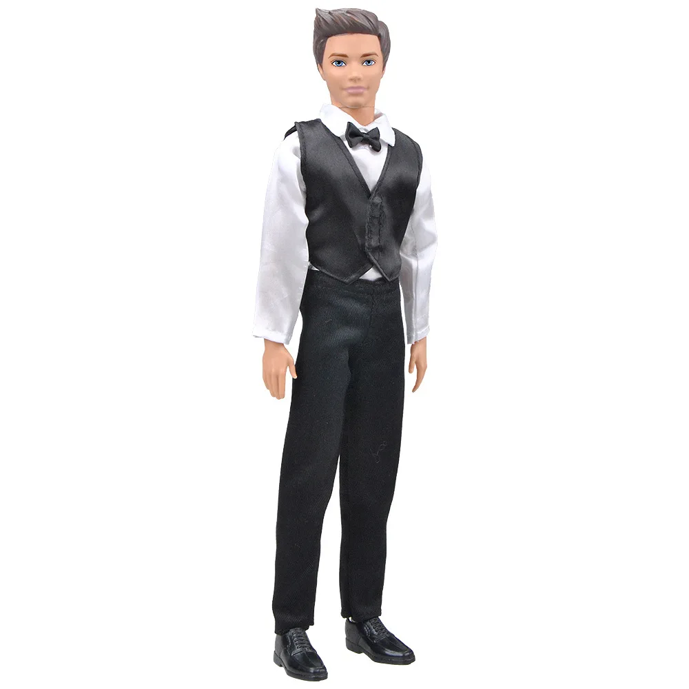 Roupas Ken Doll para Ken Doll, Roupas de casamento, Calças com Cravat, Acessórios de brinquedos, 1 conjunto