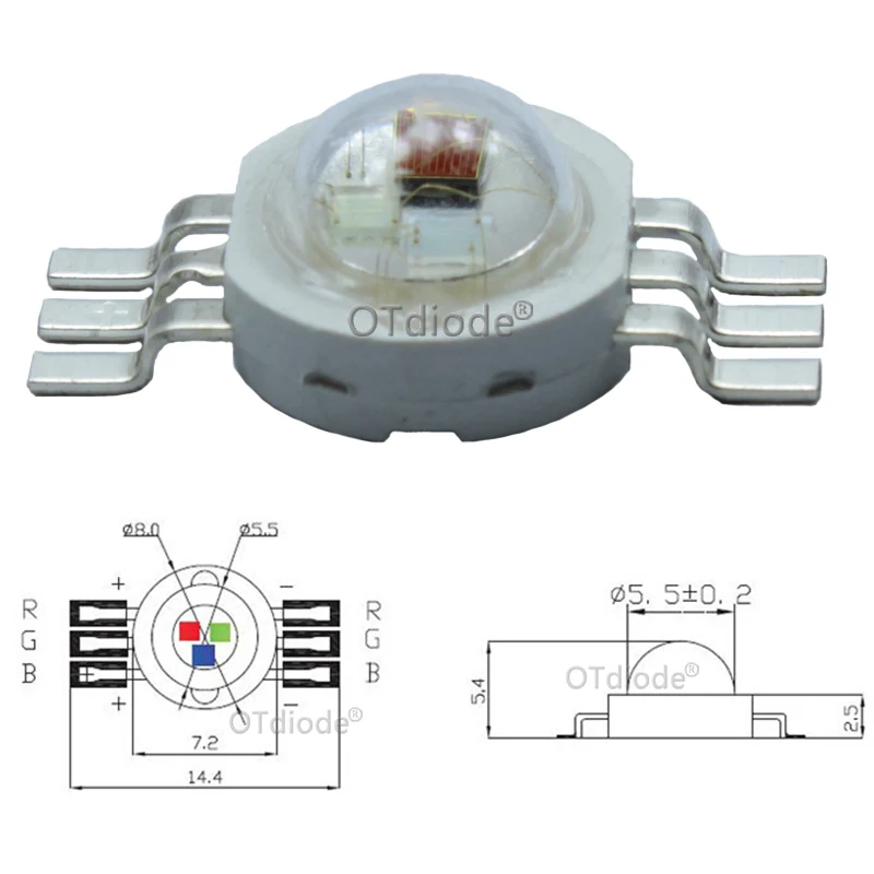 5pcs-20pcs 1W 3W LED RGB High power LED Lamp bulb 4pin 6pin 30mil 45mil Red Green Blue Chip stage lamp chips Excellent Quality