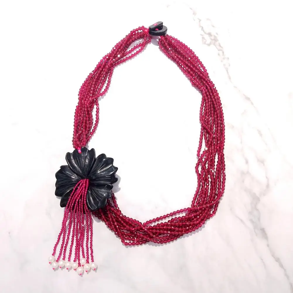 Lii Ji Stocksale Necklace Labcreated Rubys Jades Statement Tassels Necklace Only 1PCS each stock Jewelry for Women