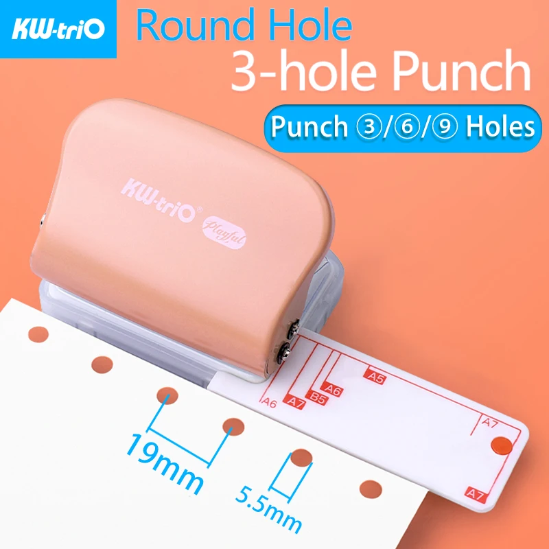 KW-triO 3-hole Round Hole Puncher Perforator Paper Machine Paper Cutter Puncher Planner Hole Punch Scrapbooking Binding Supplies