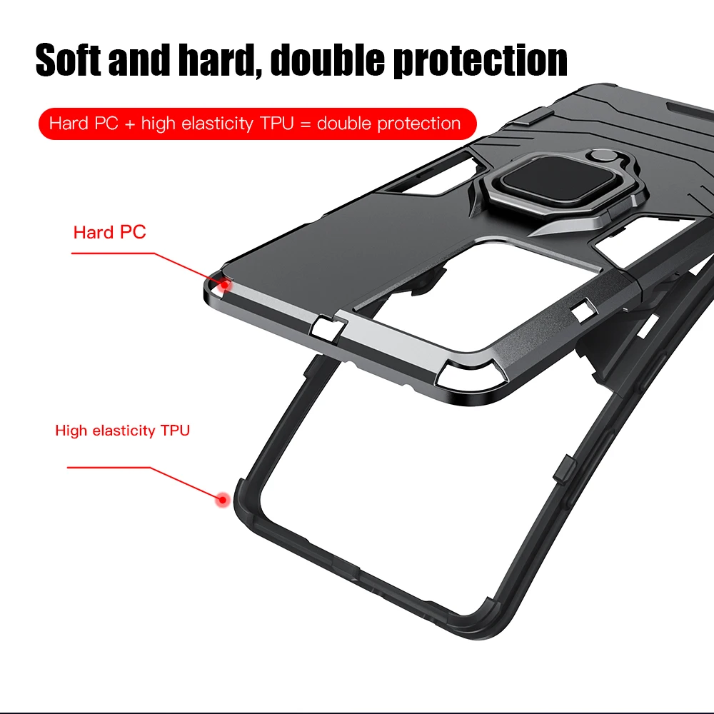 KEYSION Shockproof Case for Samsung S22 Ultra S21 FE S20+ S10 Lite Ring Stand Phone Back Cover for Galaxy A53 A73 A33 5G A23 A13