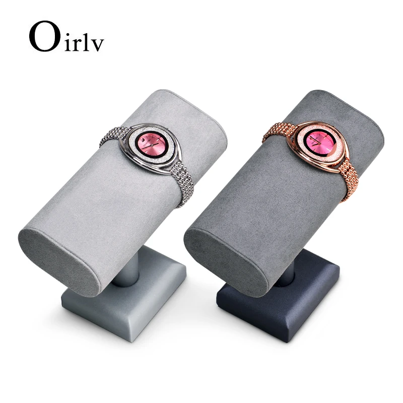 Oirlv Grey Watch Display Stand Leather Bracelet Display Holder with Microfiber Jewelry Organizer Rack T Shape Watch Rack Storage