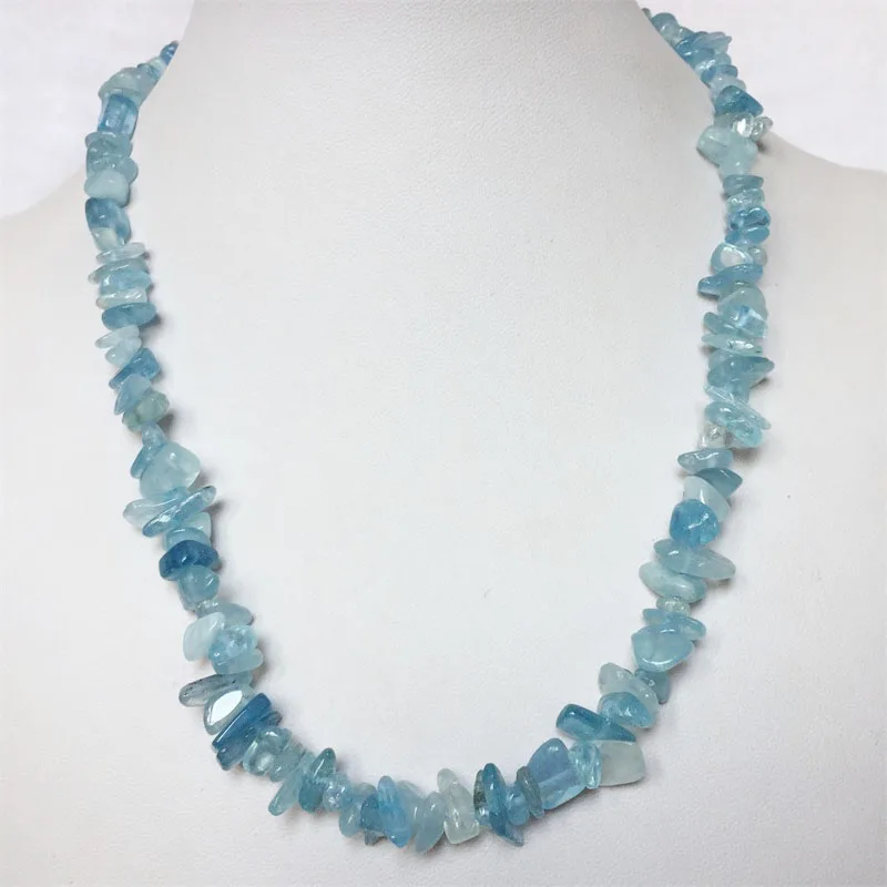 Clear AAAAA Aquamarine Necklace Gemstone Vintage Natural Jewelry Noble Elegant Exquisite Beaded Chain Choker Collier